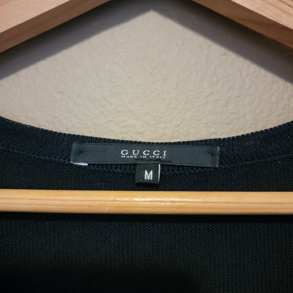 Mens GUCCI Navy‎ & Grey V-Neck Sweater Size M NWOT - Picture 4 of 13